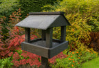 Durable Wooden Bird Table with Slate Roof & Stand for Wild Garden Birds